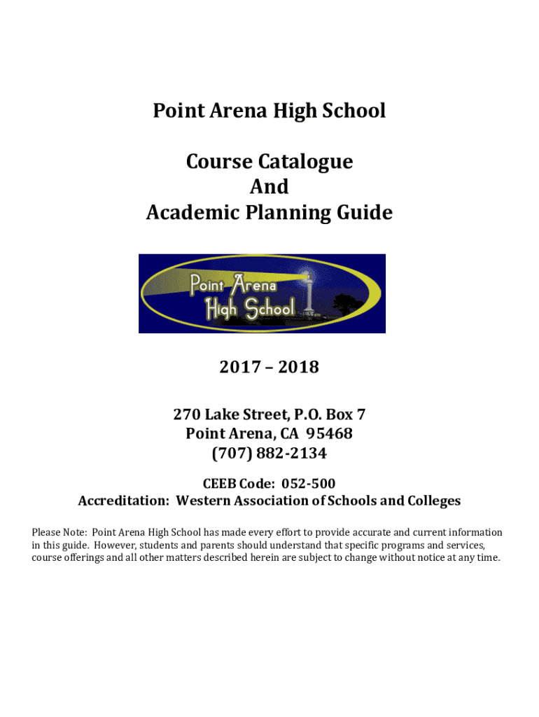 Fillable Online Point Arena High School Course Catalogue And Academic