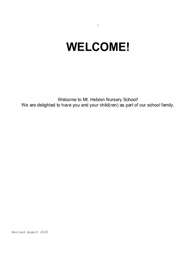 Fillable Online Mt. Hebron Nursery SchoolEllicott City MD Fax Email Print pdfFiller