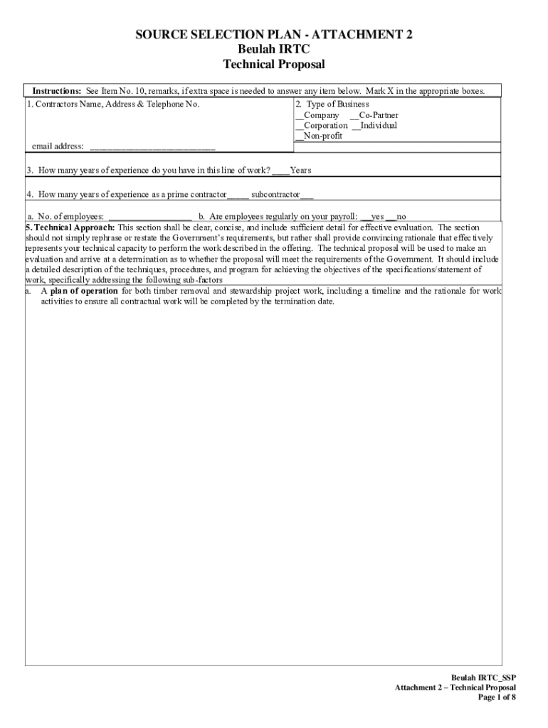 Fillable Online ATTACHMENT 1 Bulls Gap IRTC Technical Evaluation Plan