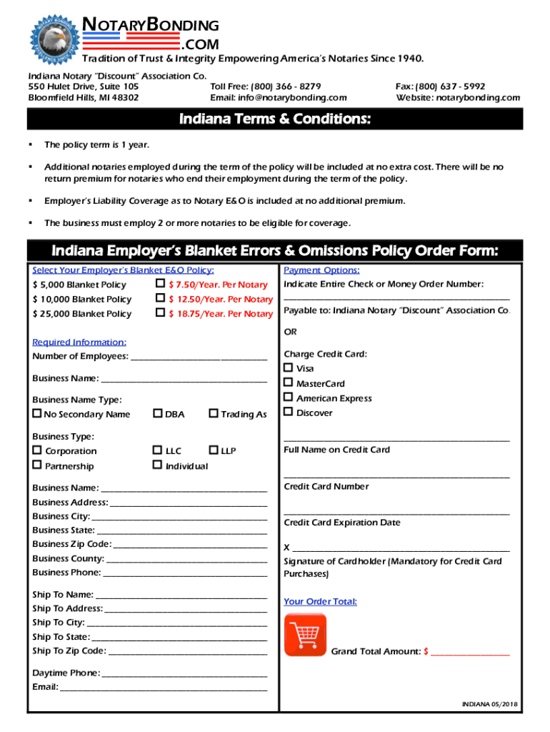 Fillable Online florida notary discount association co. order form Fax