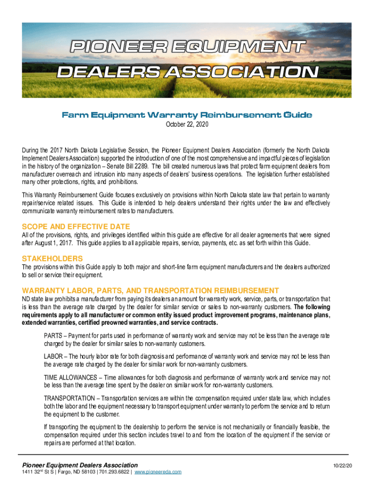 Fillable Online Farm Equipment Dealer Protection Bill Law