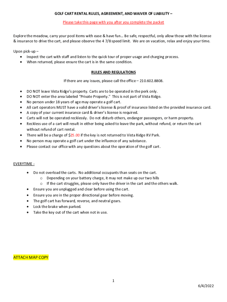 Fillable Online Endless Summer Rental Agreement and Golf Cart Release