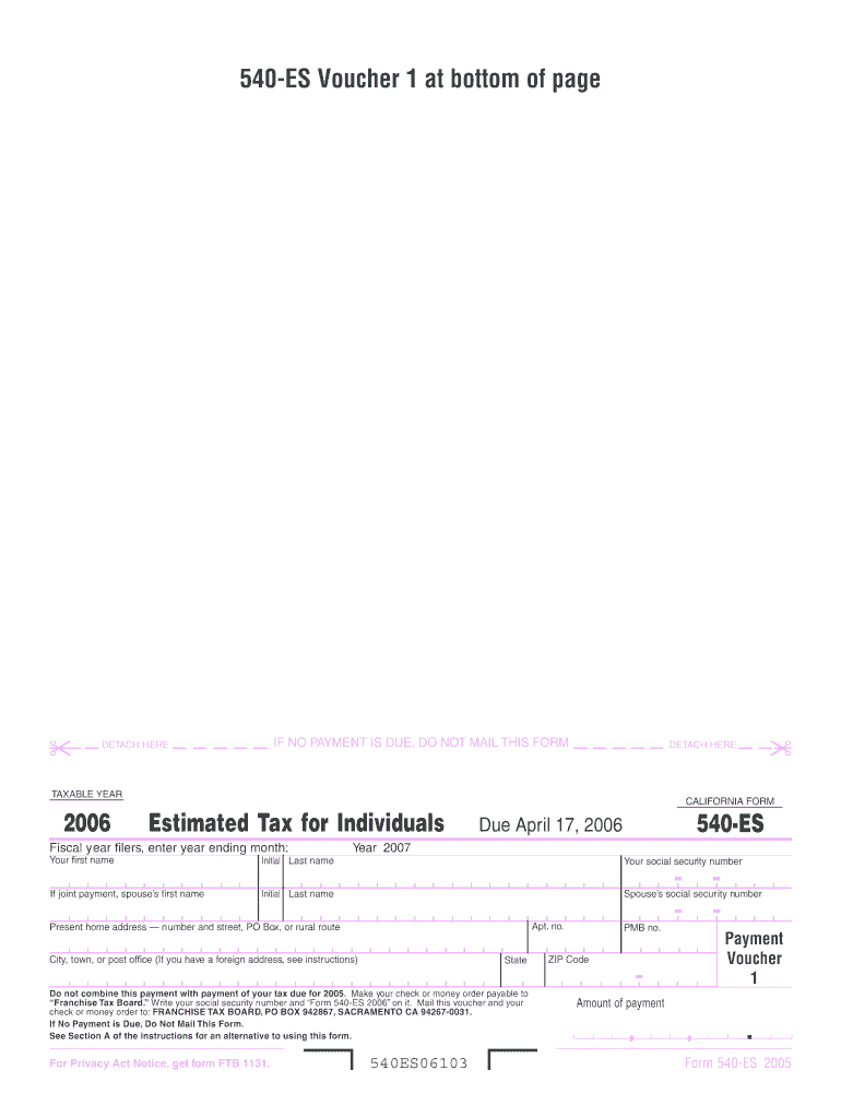 Fillable Online ftb ca 540ES Voucher 1 at bottom of page Fax Email