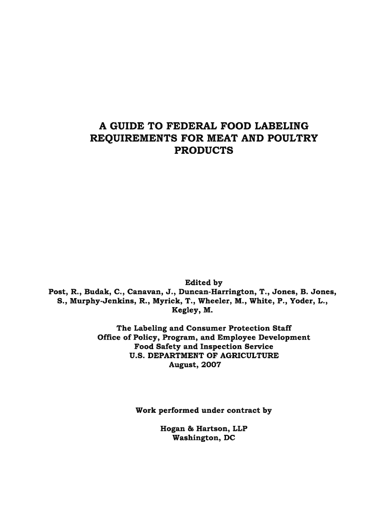 Fillable Online aglearn usda A Guide to Federal Food Labeling