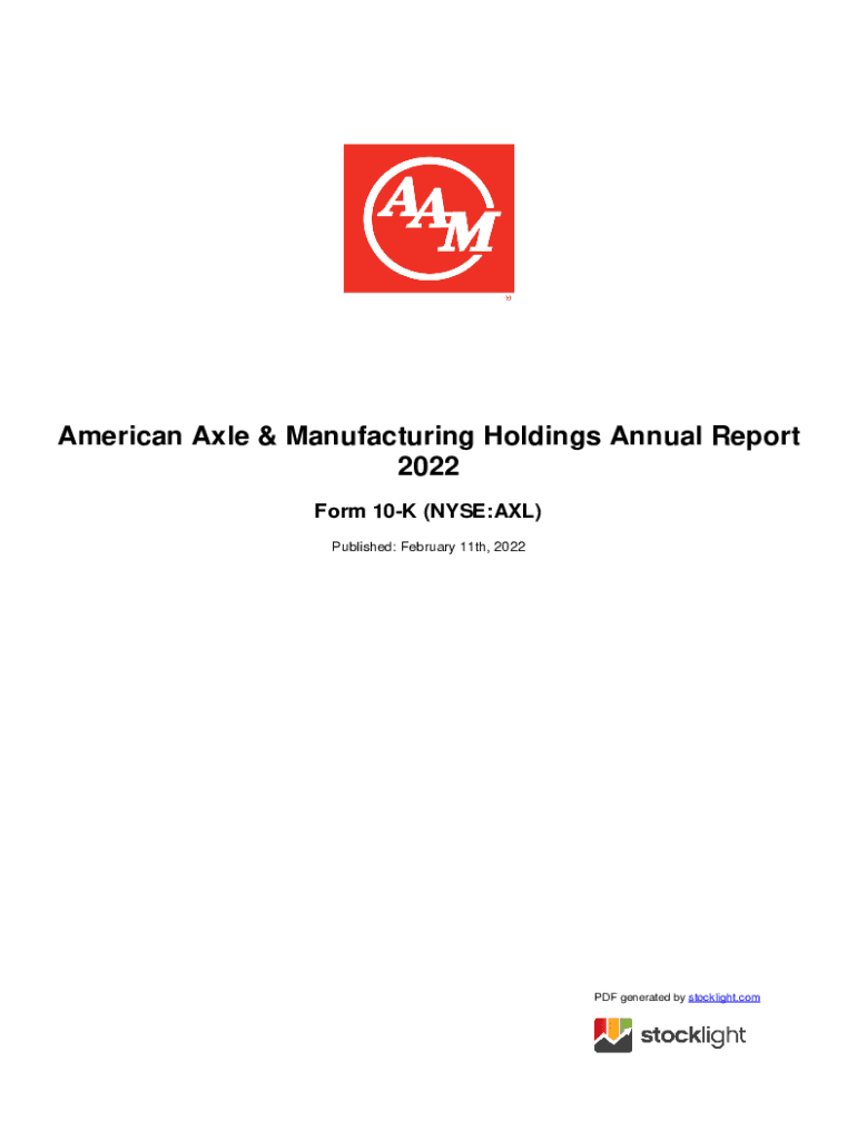 Fillable Online American Axle & Manufacturing Holdings Annual Report