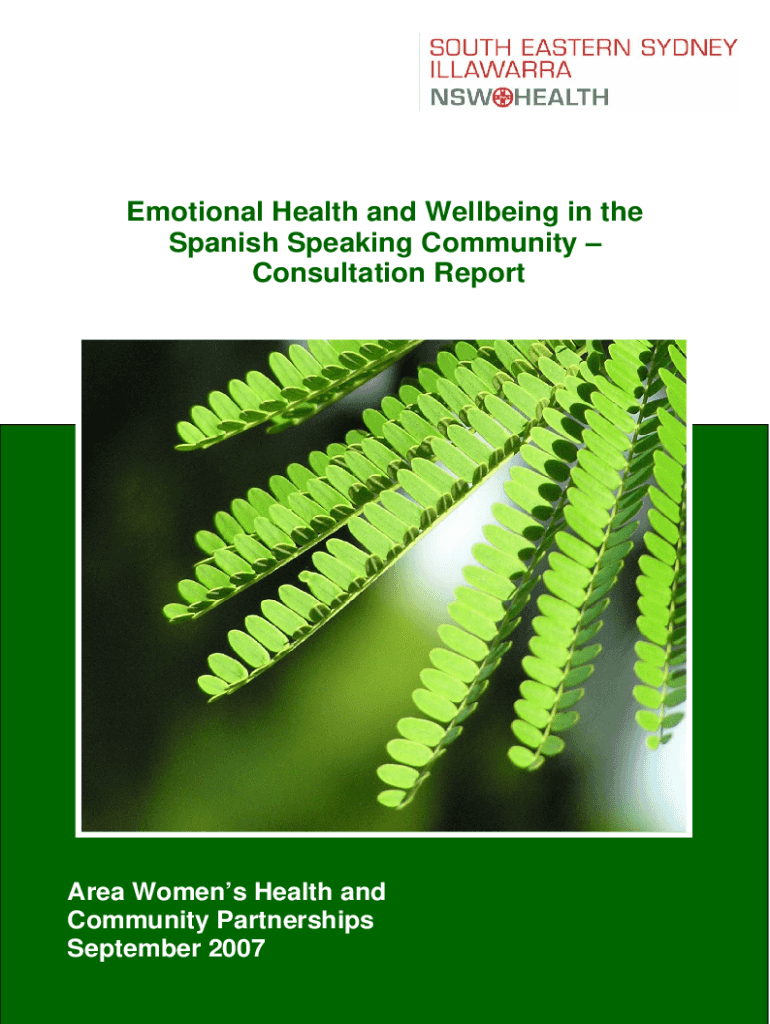 Fillable Online Emotional Health and Wellbeing in the Spanish Speaking