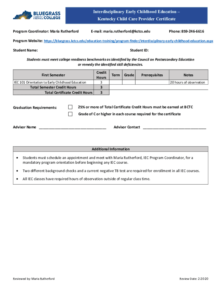 Fillable Online ieccertificateskychildcareprovider.docx Fax Email