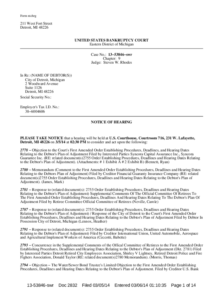 Fillable Online Steven Rhodes United States Bankruptcy Judge, Retired