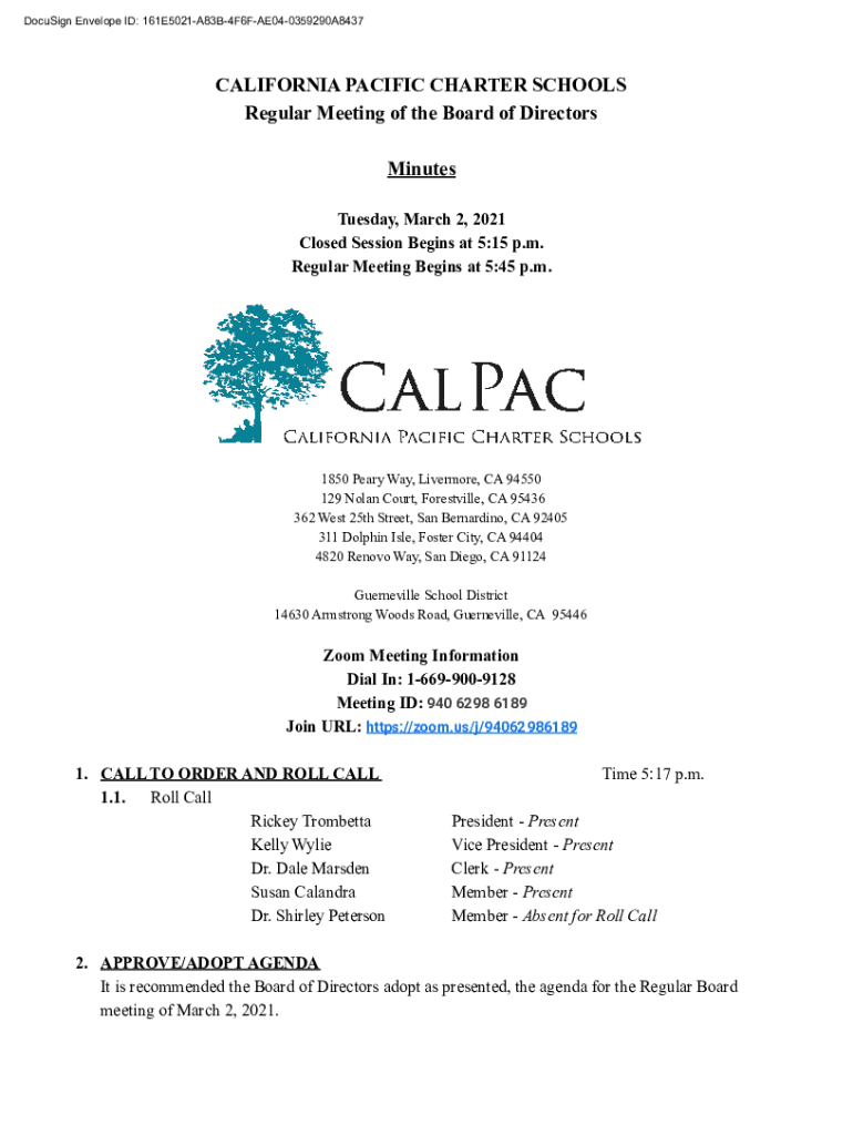 Fillable Online CALIFORNIA PACIFIC CHARTER SCHOOLS Fax Email Print