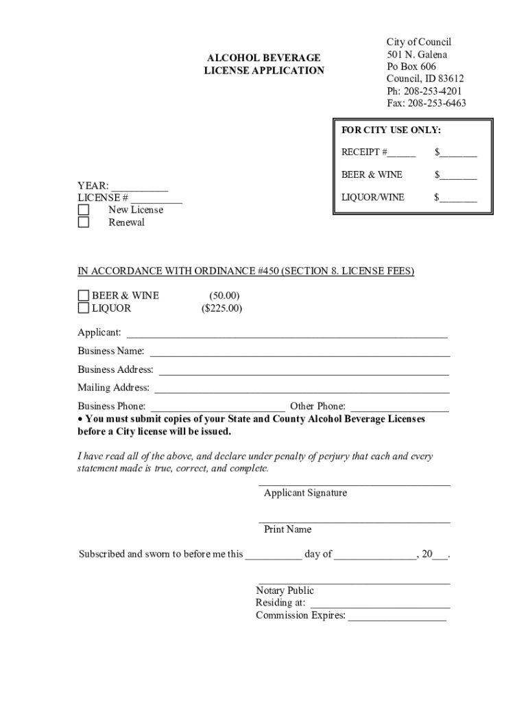 Fillable Online CLASS V ALCOHOL BEVERAGE LICENSE APPLICATION Fax Email