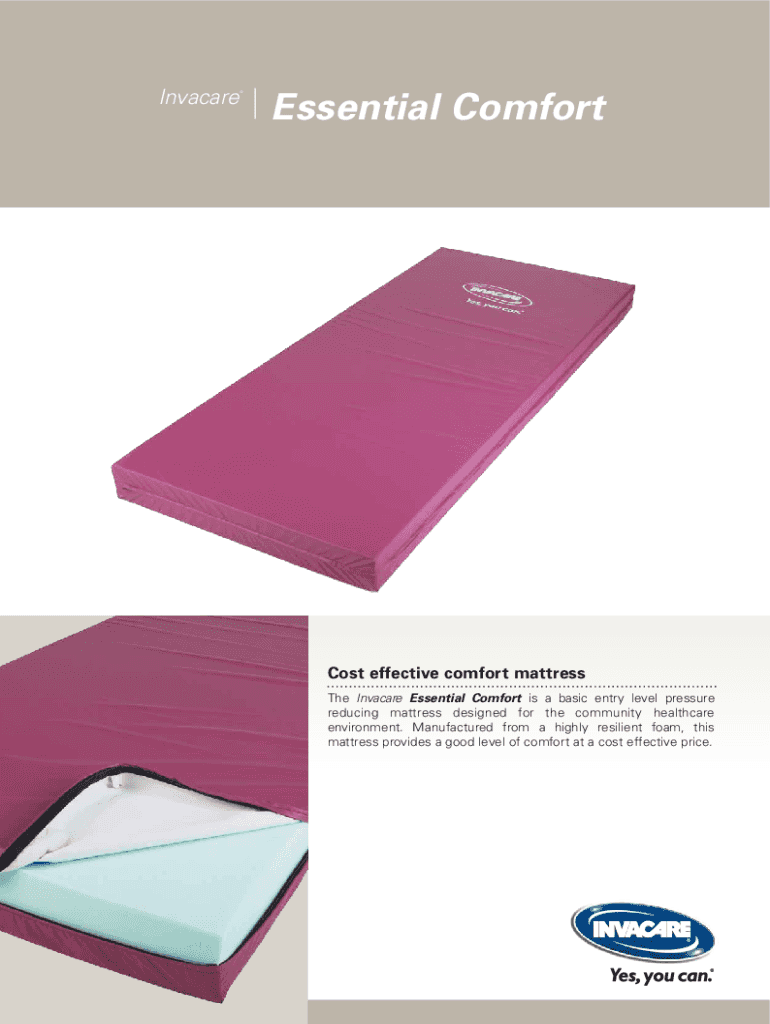 Fillable Online Essential Plus Pressure Ulcer Prevention Foam Mattress