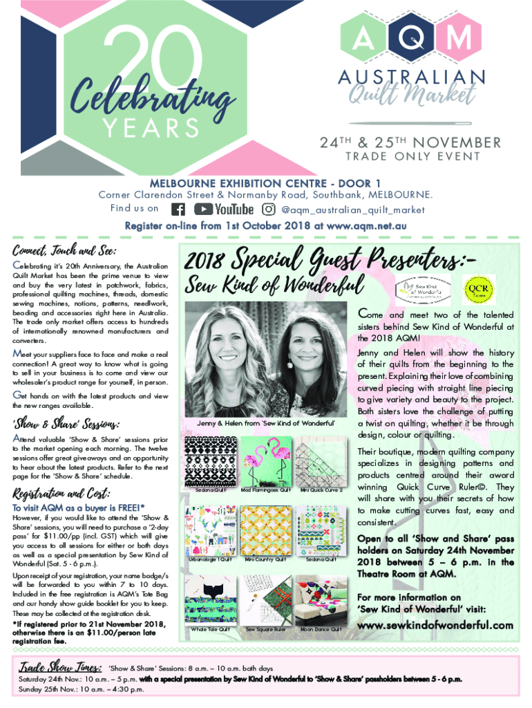 Fillable Online aqm net Australian Quilt MarketThe largest wholesale