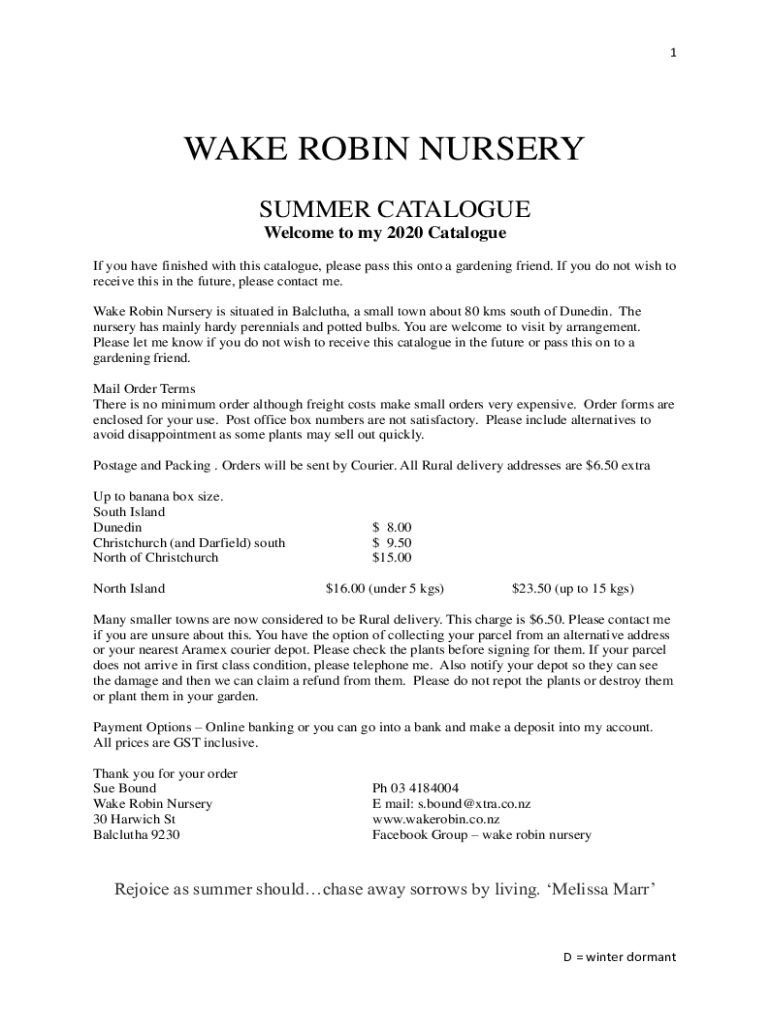 Fillable Online Plant Delights Nursery Perennial Garden Plants, Online