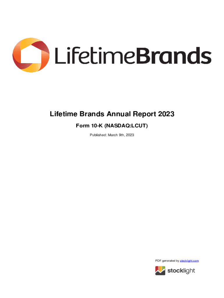 Fillable Online Lifetime Brands Annual Report 2023 Stock Exchanges sorted by Fax Email