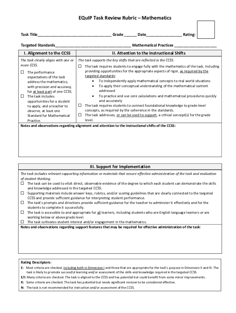 Fillable Online The EQuIP Review Process and Rubric Fax Email Print