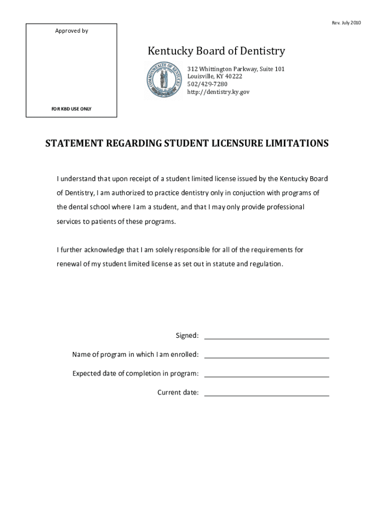 Fillable Online dentistry ky duplicate license or registration request