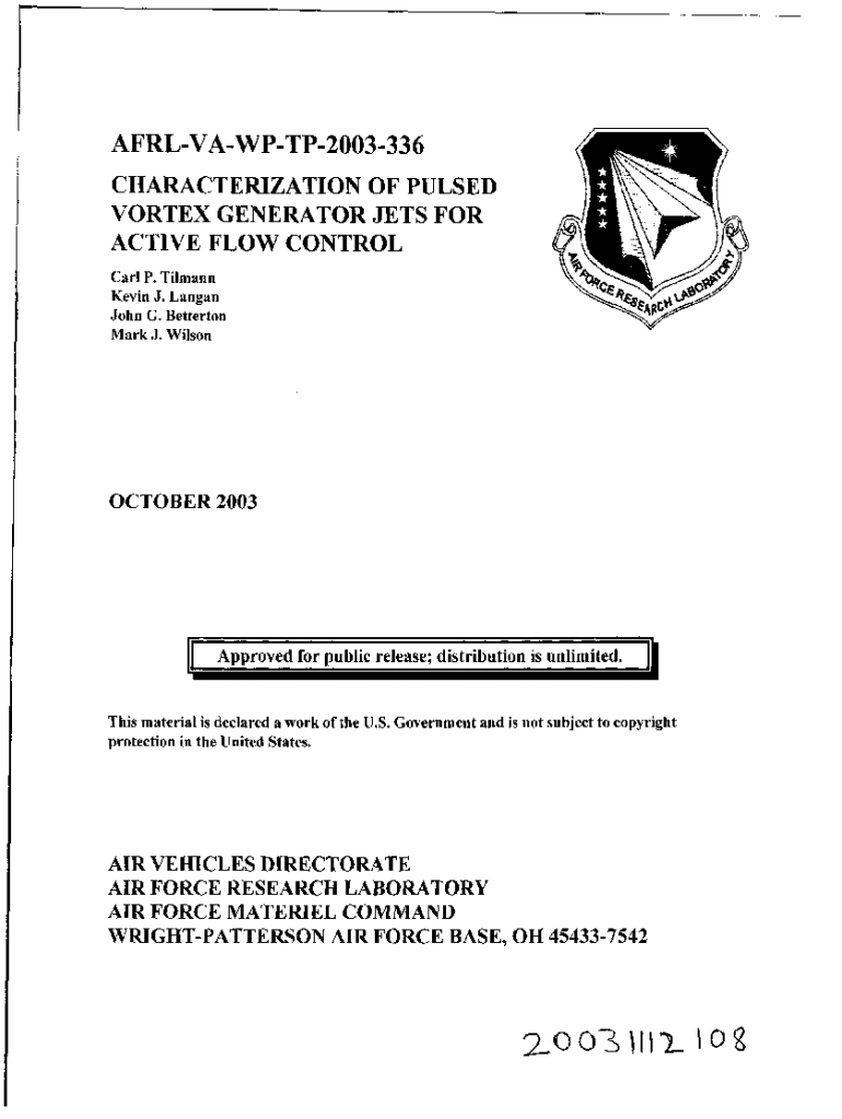 Fillable Online selfaspirated vortex generator jet application for