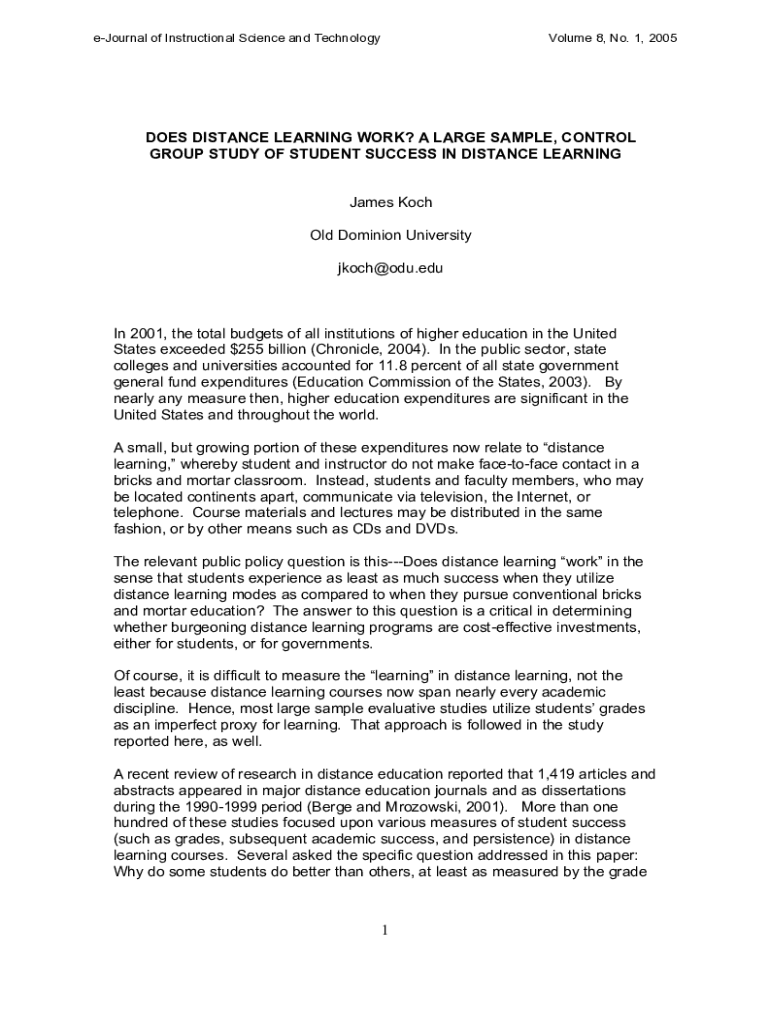 Fillable Online does distance learning work? a large sample, control