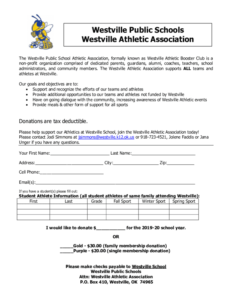 Fillable Online Parents of junior high... Westville Public Schools