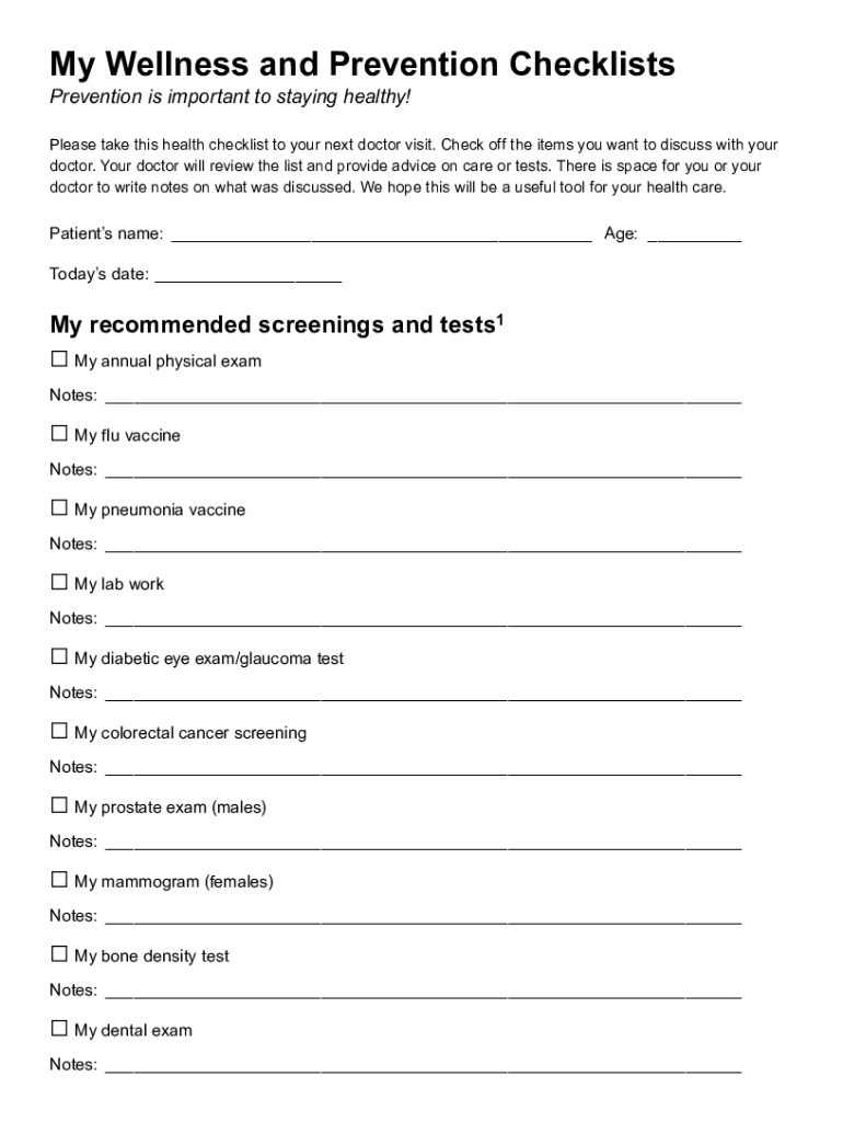 Completable En línea Women's Health Checklist The Latest Guidelines