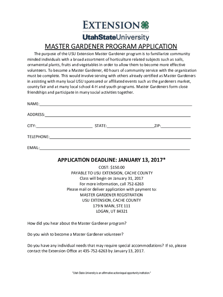 Fillable Online extension usu Why a Master Gardener Isn't