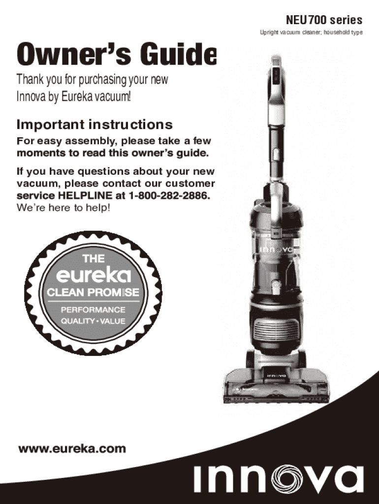 Fillable Online Innova Upright Vacuum with Whirlwind AntiTangle