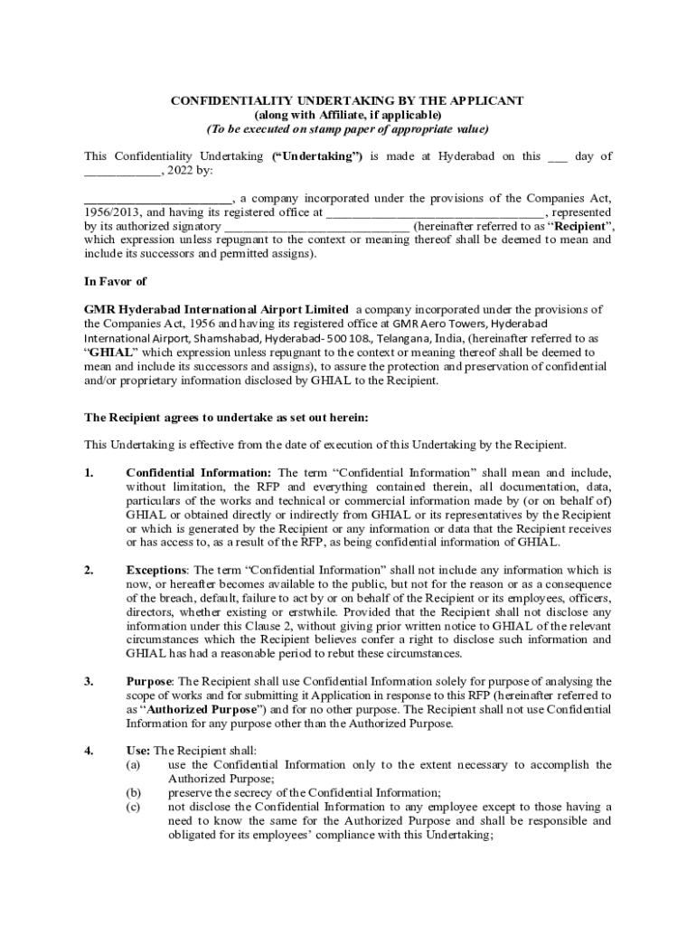 Fillable Online Confidentiality Undertaking.docx Fax Email Print