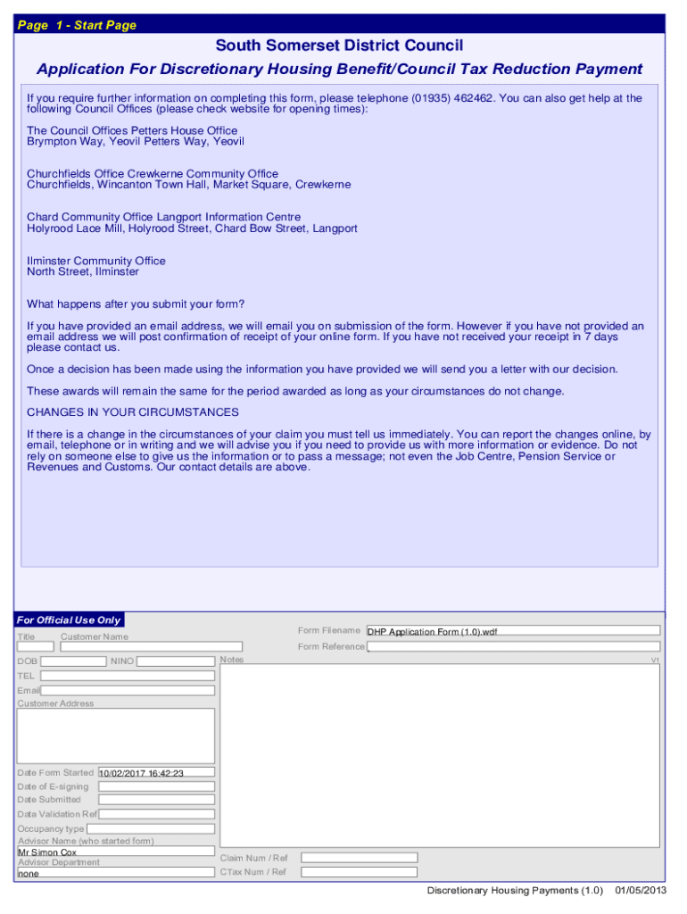 Cotswold District Council Discretionary Housing Payments at Paris