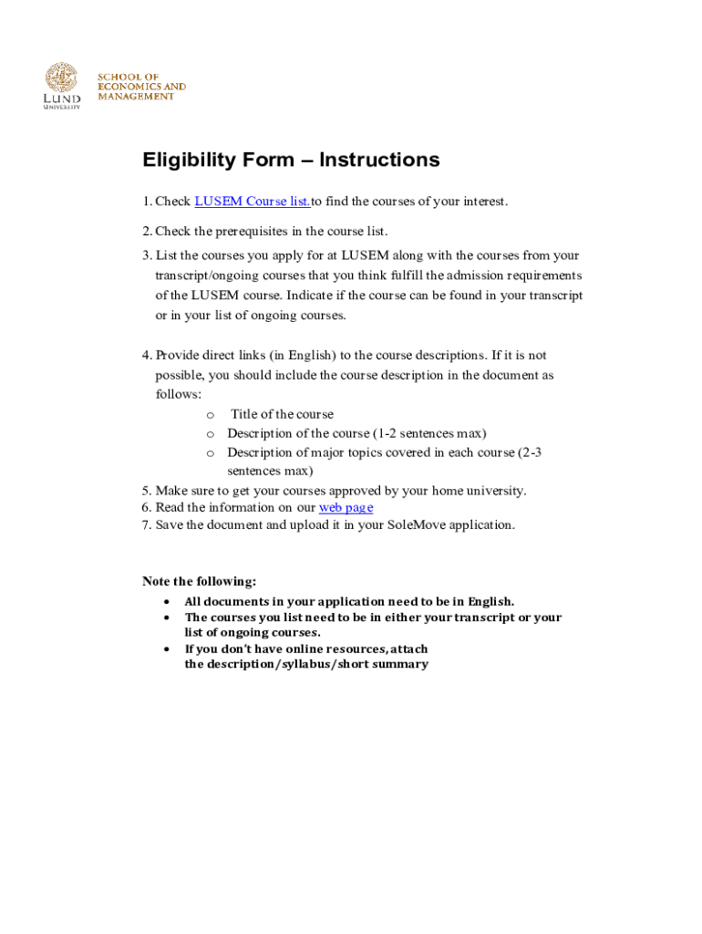 Fillable Online lusem lu lund university fact sheet Fax Email Print