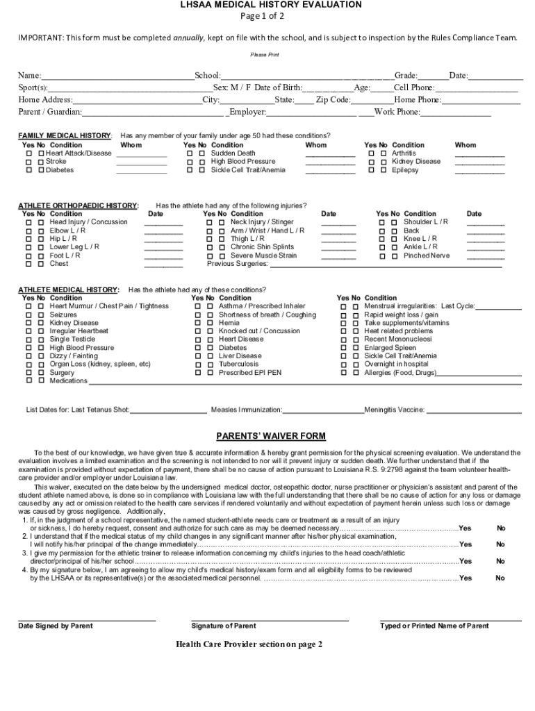 Fillable Online SCHOOL ENTRANCE & GENERAL HEALTH EXAM FORM Fax Email