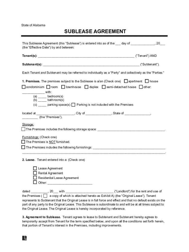 Fillable Online Fillable ALABAMA RESIDENTIAL LEASE AGREEMENT Fax Email Print pdfFiller