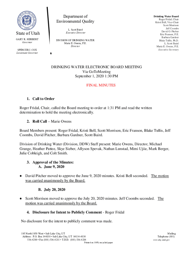 Fillable Online DEQ Appoints New Drinking Water Director Fax Email