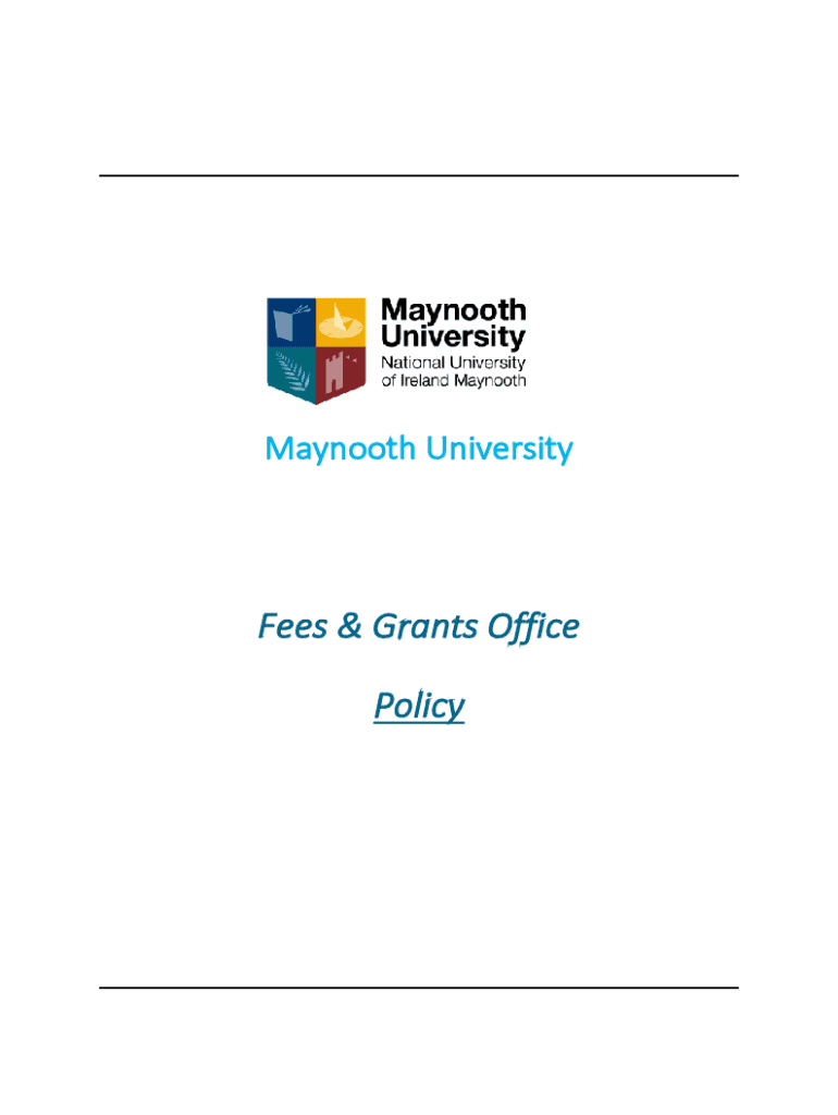 Fillable Online Maynooth University Student Fees and Grants Office Fax