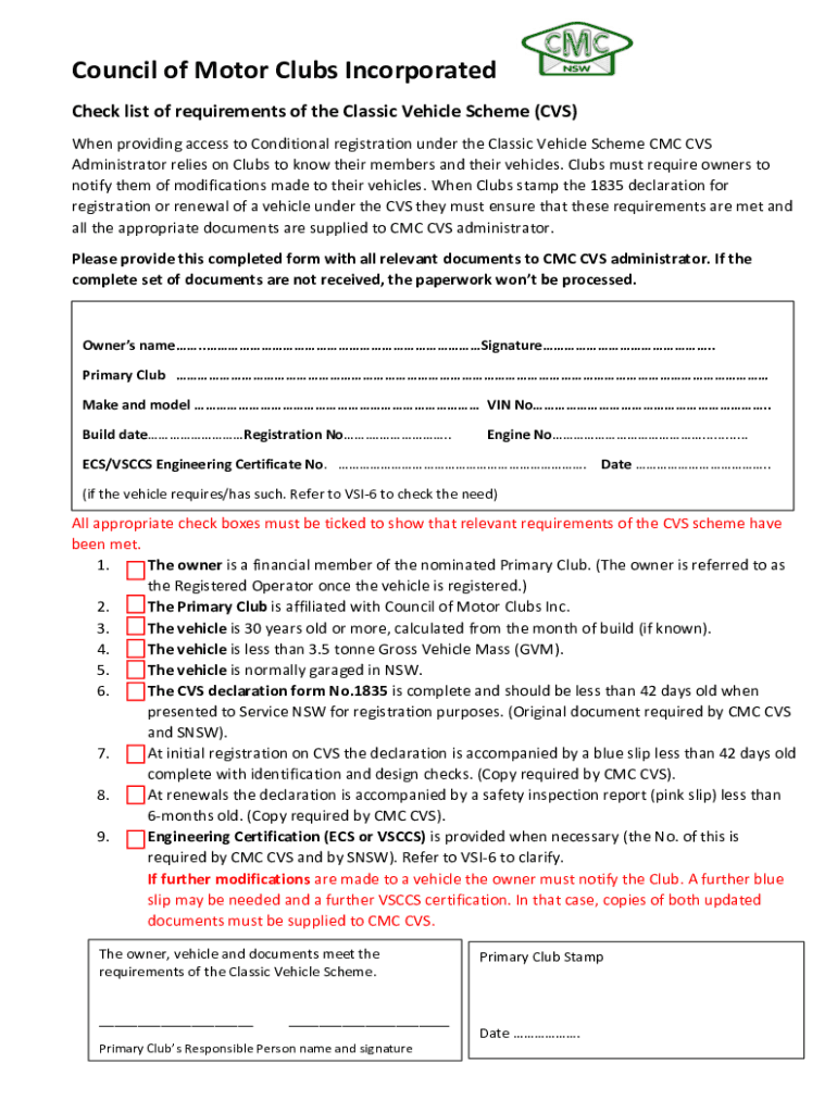 Fillable Online Historic and Classic Vehicle Registration Fax Email