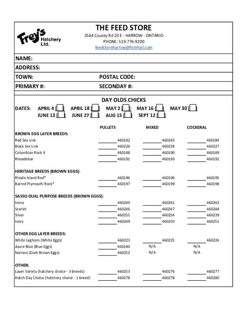 Fillable Online freysordersheet2023NEWFILLABLE3.pdf Fax Email