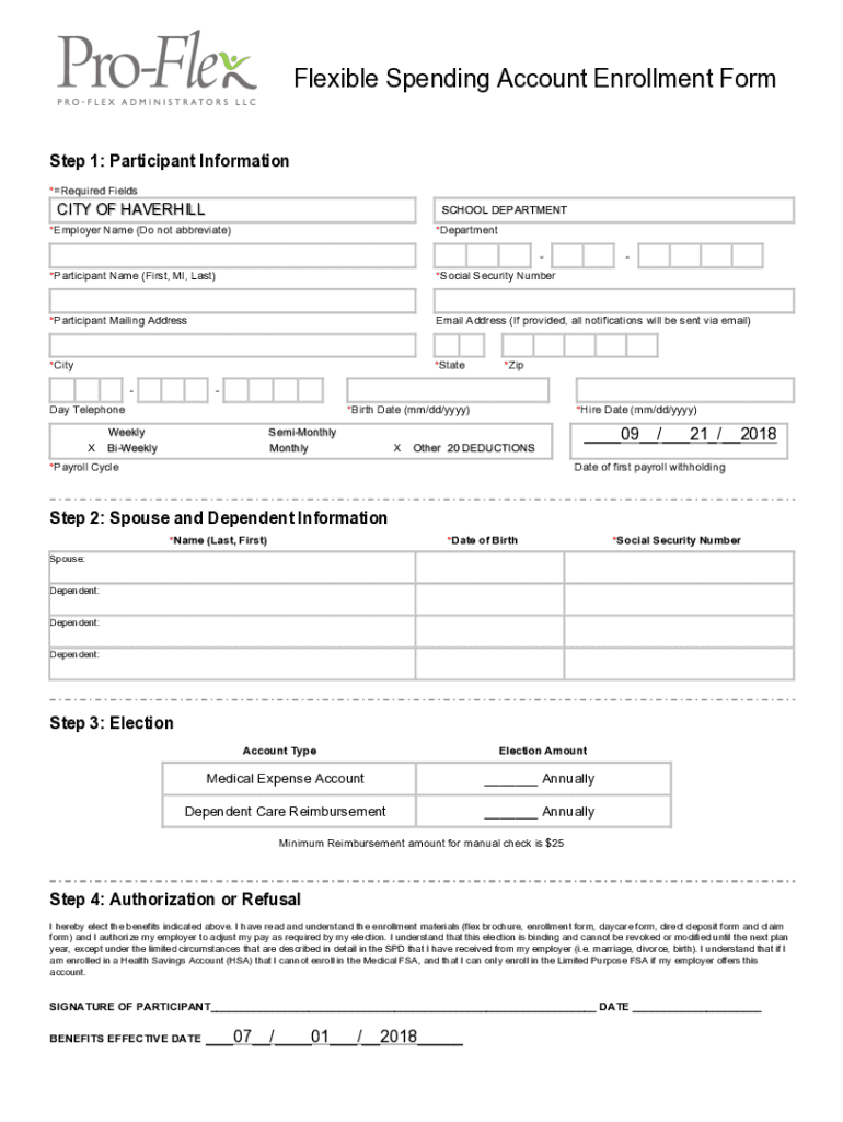 Fillable Online ProFlex Enrollment Form OE.docx Fax Email Print