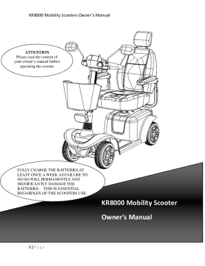 Fillable Online Pilot 2310/2410 Mobility Scooter Owner's Manual Fax