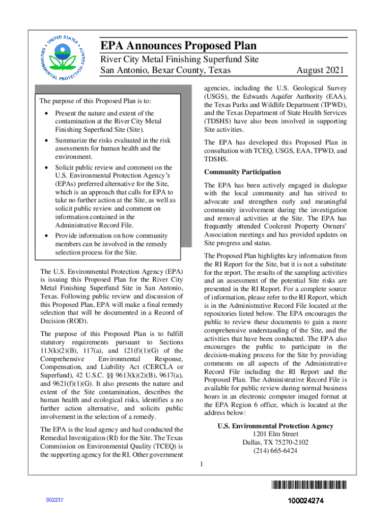 Fillable Online FACT SHEET AUGUST 2021 EPA ANNOUNCES FINAL PROPOSED