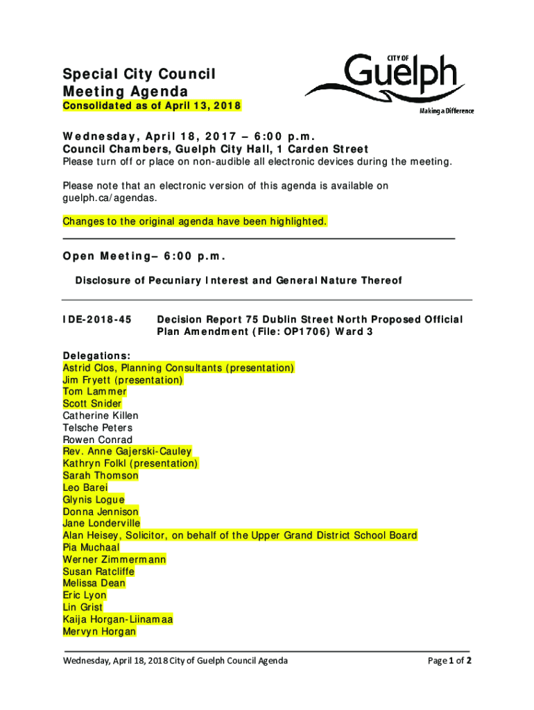 Fillable Online Guelph (City of). City Hall Agency Profile Fax Email