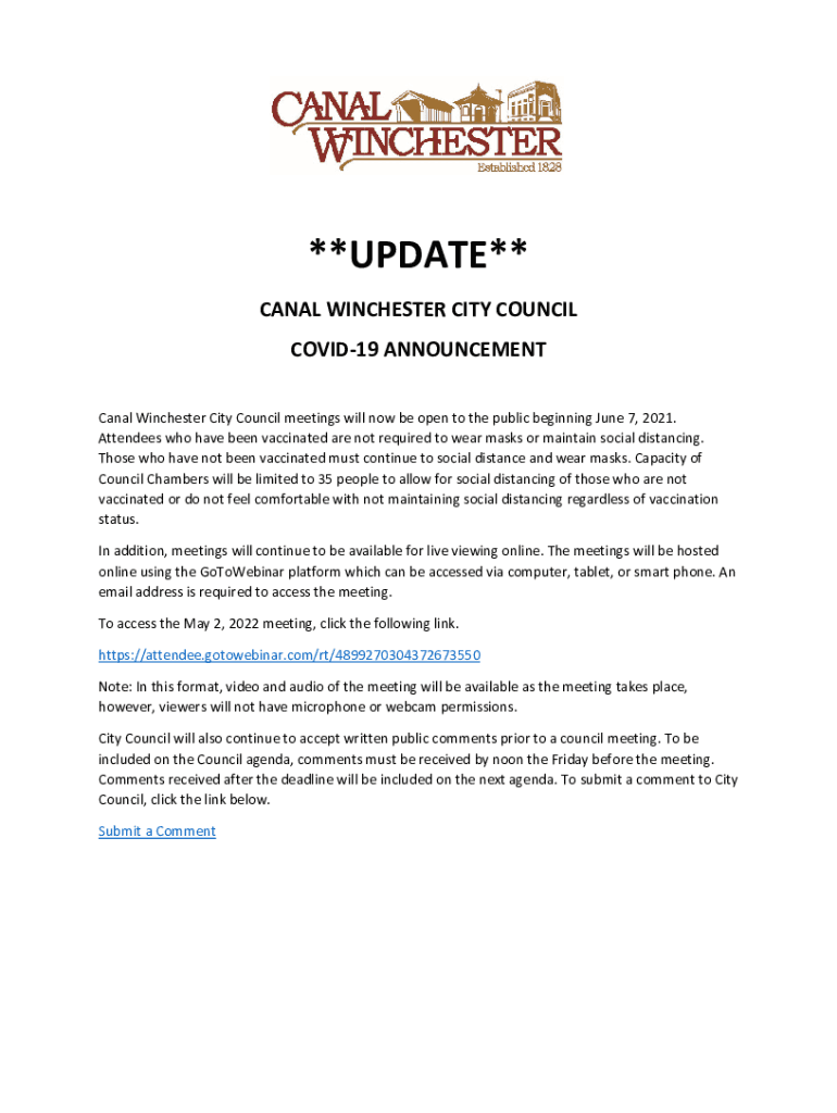 Fillable Online Canal Winchester City Government Fax Email Print
