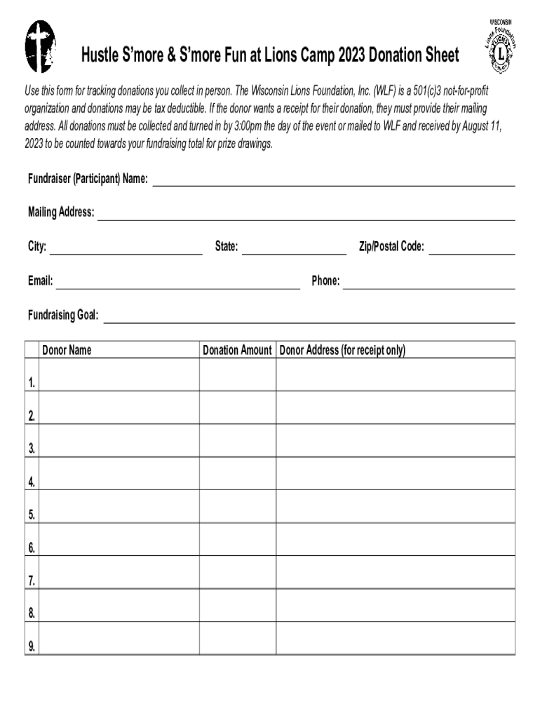 Fillable Online 2023PaperDonationSheet1.pdf Fax Email Print pdfFiller