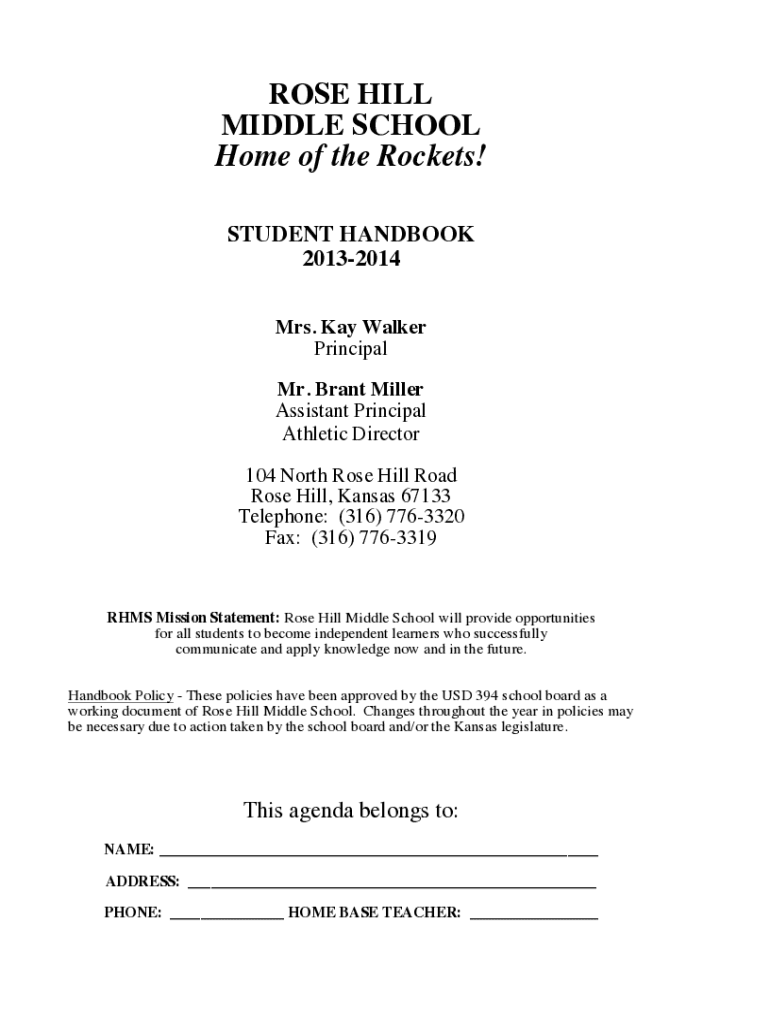 Fillable Online ROSE HILL MIDDLE SCHOOL Home of the Rockets! Fax Email