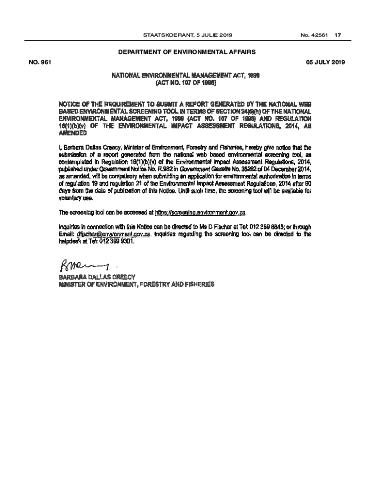 Fillable Online cer org National Environmental Management Act, (Act No