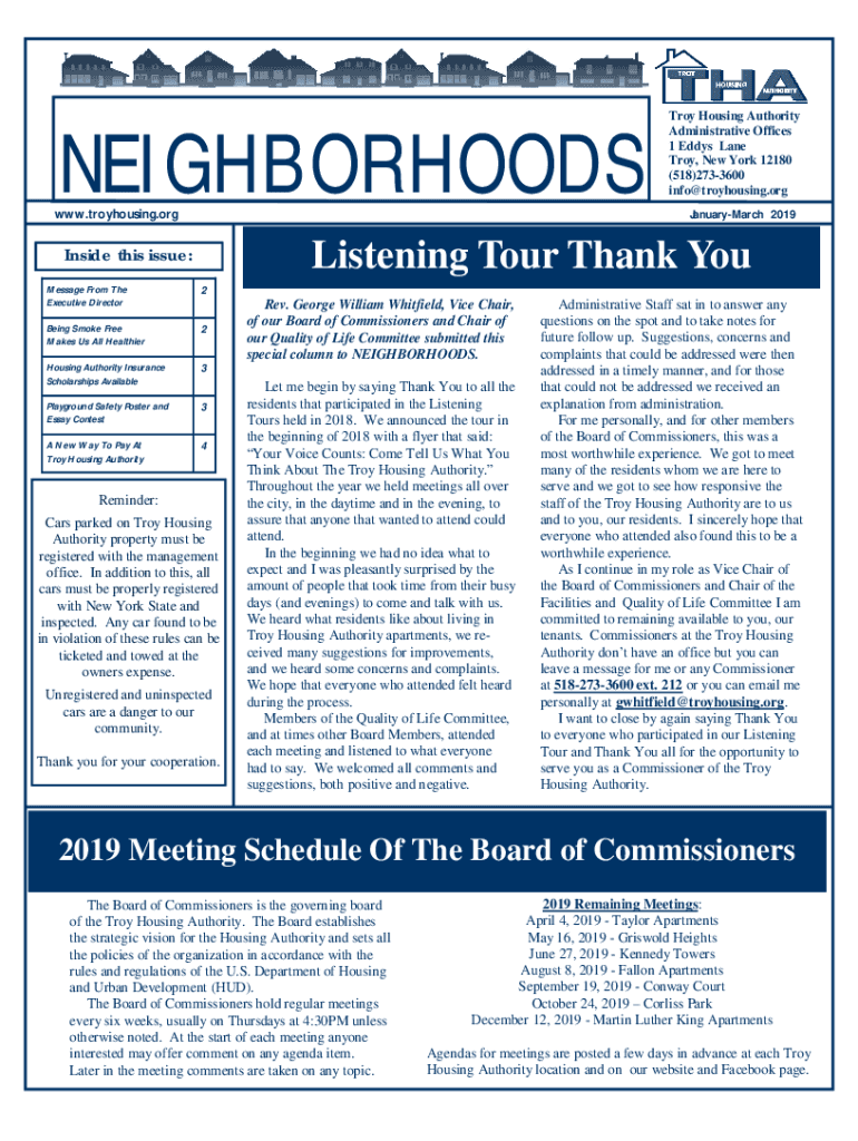 Fillable Online Troy Housing Authority, 1 Eddys Ln, Troy, NY, Services