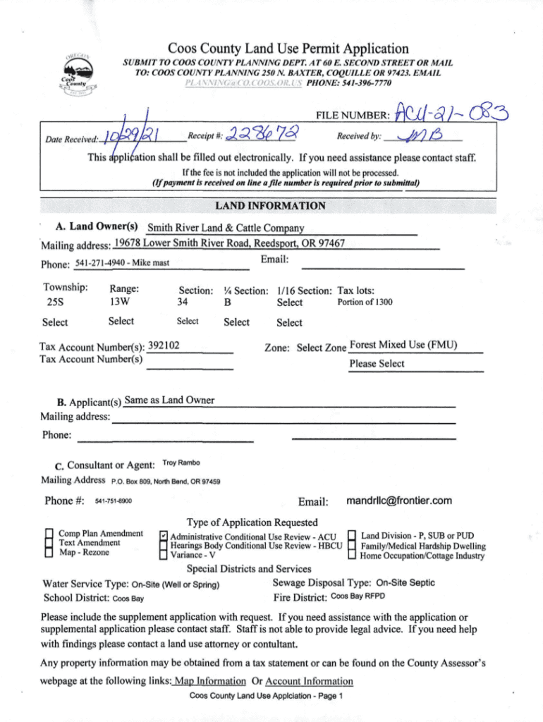 Fillable Online Notice of Land Use Decision by the Coos County Planning Fax Email Print