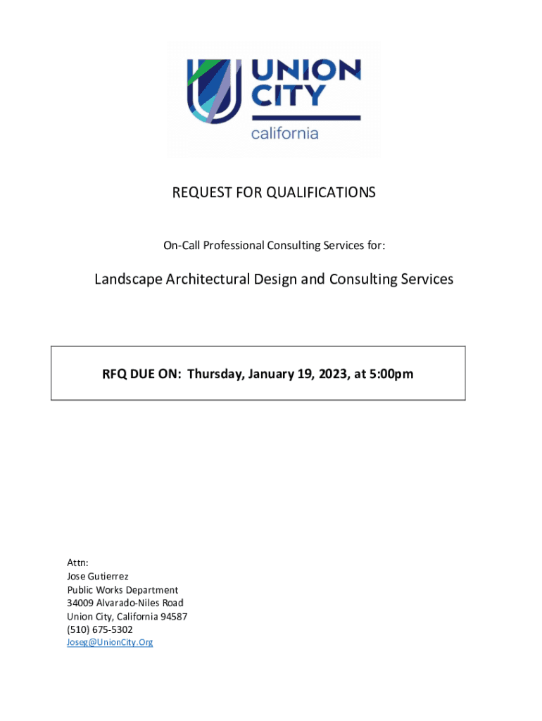 Fillable Online REQUEST FOR QUALIFICATIONS Landscape Architectural