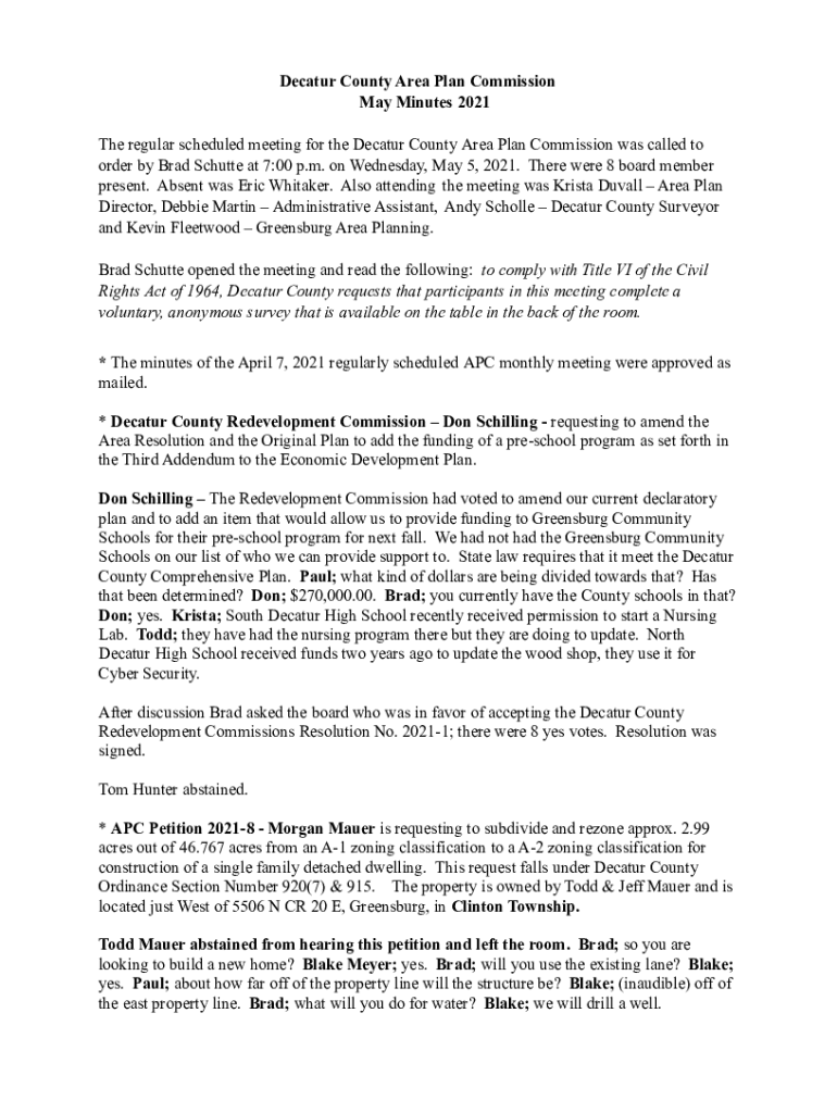 Fillable Online decaturcounty in Decatur County Area Plan Commission