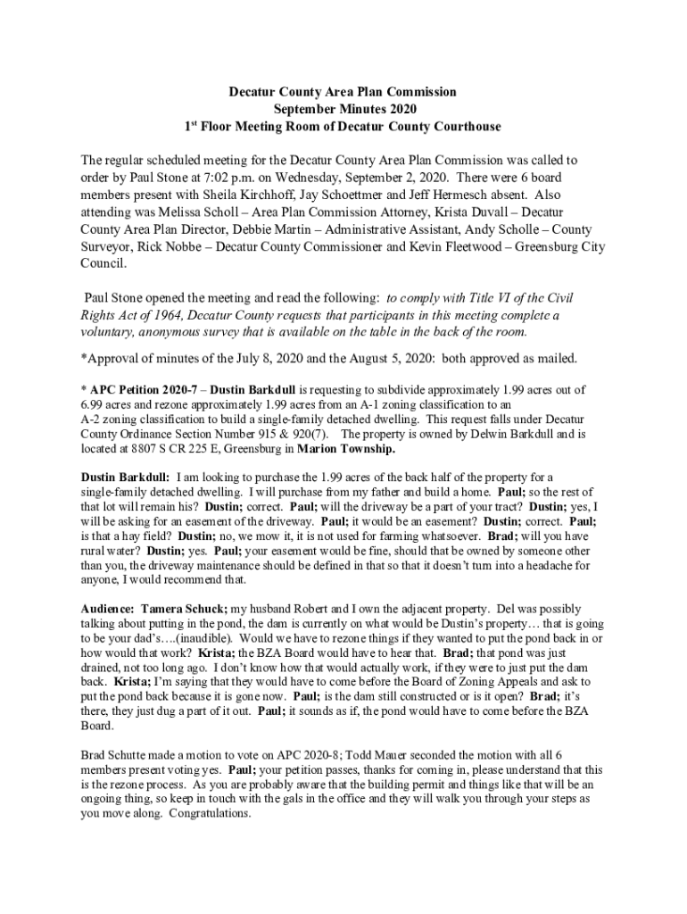 Fillable Online decaturcounty in Decatur County Area Plan Commission