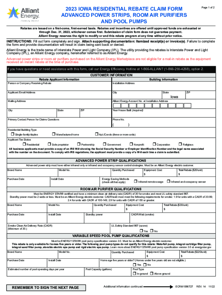 Fillable Online 2023 IOWA RESIDENTIAL REBATE CLAIM FORM Fax Email