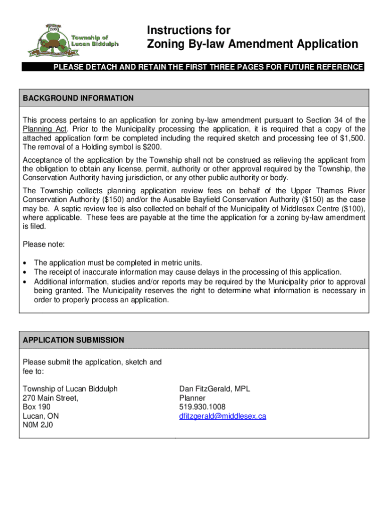 Fillable Online ZONING BYLAW AMENDMENT APPLICATION Fax Email Print pdfFiller